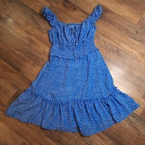 Blue Polka Dot Mini Dress